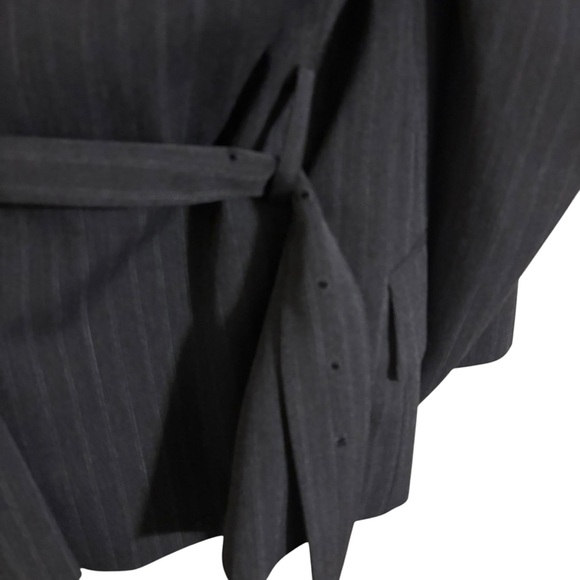Dries Van Noten Gray Pinstripe Belted Blazer Wool Blend Size 36 US 4 - Picture 8 of 11